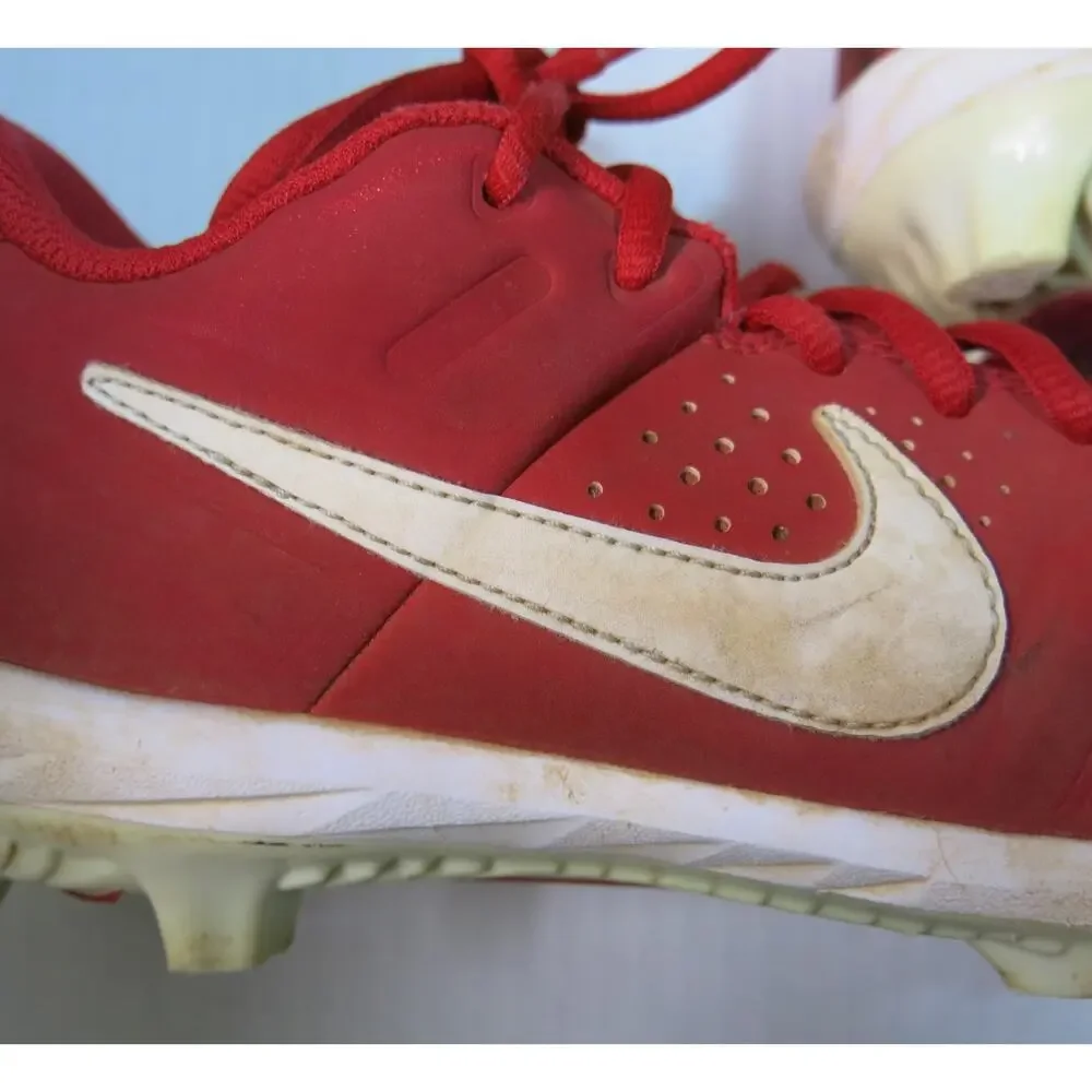 Nike Baseball Softball Cleats Alpha Huarache Size 4 Youth Kids Red Sports Team